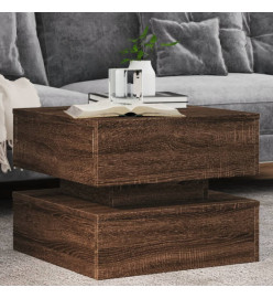 Table basse avec lumières LED chêne marron 50x50x40 cm
