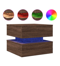 Table basse avec lumières LED chêne marron 50x50x40 cm