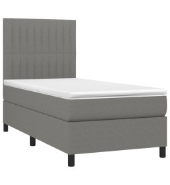 Lit à sommier tapissier et matelas Gris foncé 90x190 cm Tissu