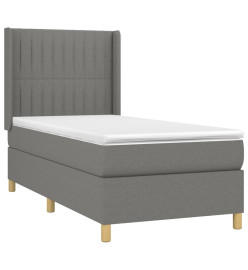 Lit à sommier tapissier avec matelas Gris foncé 90x200 cm Tissu