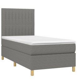 Sommier tapissier avec matelas et LED Gris foncé 90x200cm Tissu