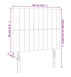 Tête de lit à LED Gris foncé 90x5x118/128 cm Tissu
