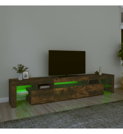 Meuble TV avec lumières LED Chêne fumé 215x36,5x40 cm