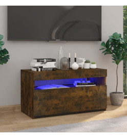 Meuble TV avec lumières LED Chêne fumé 75x35x40 cm