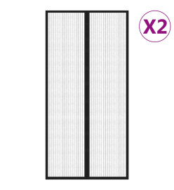 Rideaux de porte anti-insectes 2 pcs et aimants noir 220x100 cm