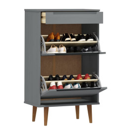 Armoire à chaussures MOLDE Gris 59,5x35x103 cm Bois de pin