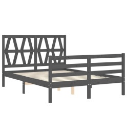 Cadre de lit avec tête de lit gris 120x200 cm bois massif