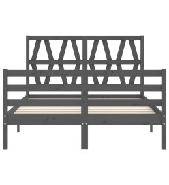 Cadre de lit avec tête de lit gris 120x200 cm bois massif