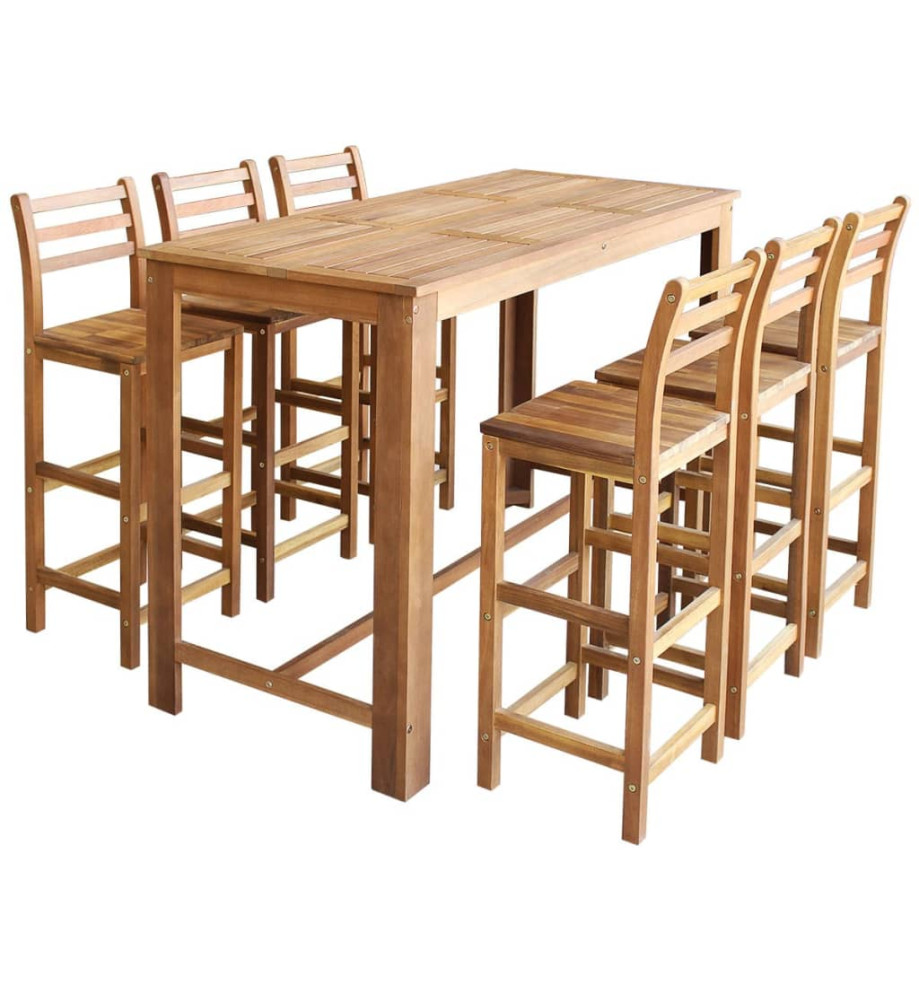 Table et chaises de bar 7 pcs Bois d'acacia massif