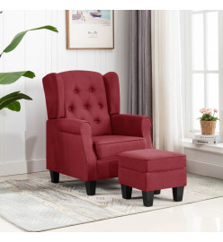 Fauteuil avec repose-pied Rouge bordeaux Tissu