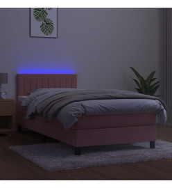 Sommier à lattes de lit avec matelas et LED Rose 80x200 cm