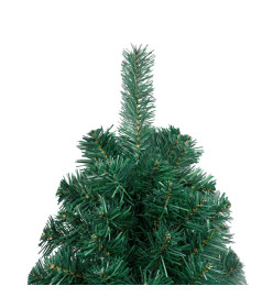 Demi-arbre de Noël artificiel avec LED et boules Vert 120 cm