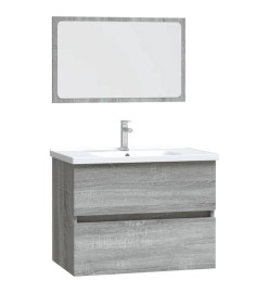 Ensemble de meubles de salle de bain 2 pcs Sonoma gris