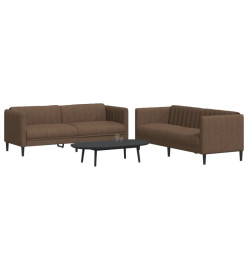 Ensemble de canapés 2 pcs marron tissu