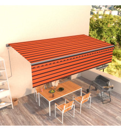 Auvent automatique rétractable avec store 6x3m Orange et marron