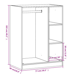 Garde-robe gris béton 77x48x102 cm bois d'ingénierie