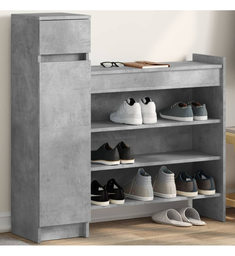 Armoire à chaussures gris béton bois d'ingénierie