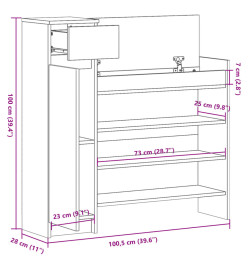 Armoire à chaussures gris béton bois d'ingénierie