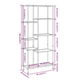 Étagère à livres 80x30x180 cm Acier et bois d'ingénierie