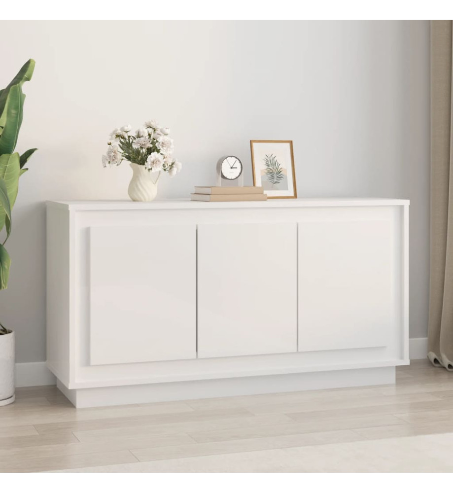 Buffet blanc brillant 102x35x55 cm bois d'ingénierie Buffet blanc brillant 102x35x55 cm bois d'ingénierie