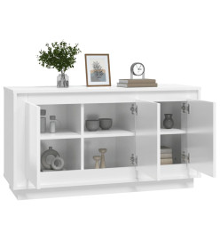 Buffet blanc brillant 102x35x55 cm bois d'ingénierie