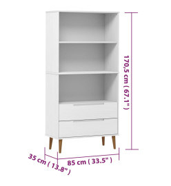 Bibliothèque MOLDE Blanc 85x35x170,5 cm Bois massif de pin