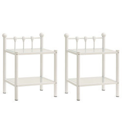 Tables de chevet 2 pcs Blanc et transparent Métal et verre