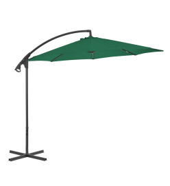 Parasol en porte-à-feux avec mât en acier 300 cm Vert