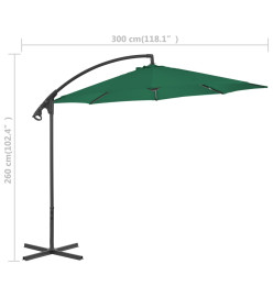 Parasol en porte-à-feux avec mât en acier 300 cm Vert