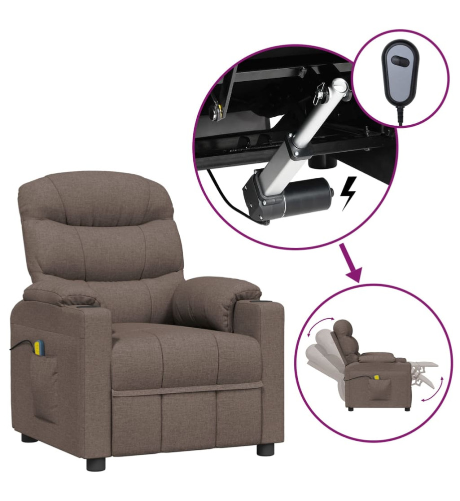 Fauteuil électrique de massage Taupe Tissu