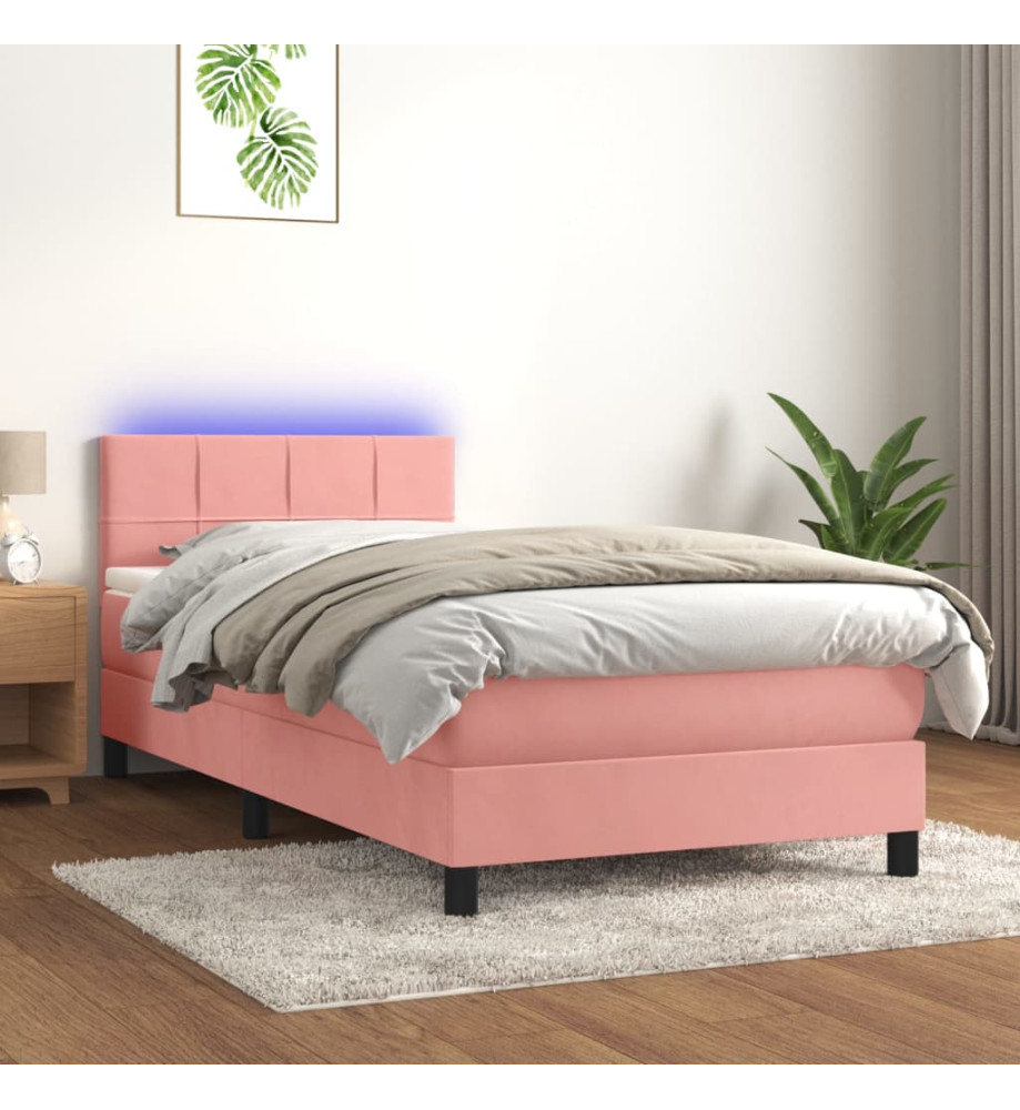 Sommier à lattes de lit avec matelas et LED Rose 80x200 cm Sommier à lattes de lit avec matelas et LED Rose 80x200 cm