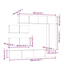 Ensemble de meubles TV 7 pcs Chêne fumé Bois d'ingénierie