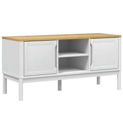 Meuble TV FLORO blanc 114x43x55 cm bois massif de pin