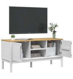 Meuble TV FLORO blanc 114x43x55 cm bois massif de pin