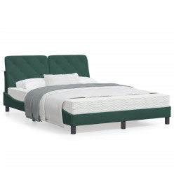 Cadre de lit avec tête de lit Vert foncé 120x200 cm Velours
