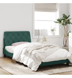 Cadre de lit avec lumières LED vert foncé 100x200 cm velours