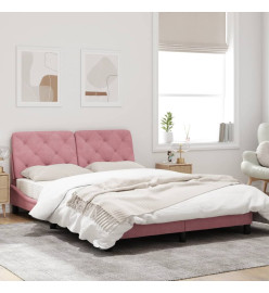 Cadre de lit avec lumières LED rose 140x190 cm velours