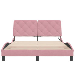 Cadre de lit avec lumières LED rose 140x190 cm velours