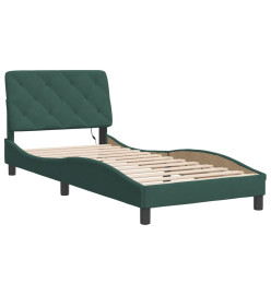 Cadre de lit avec lumières LED vert foncé 90x190 cm velours