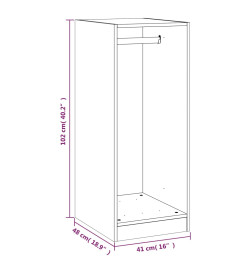 Garde-robe gris béton 48x41x102 cm bois d'ingénierie