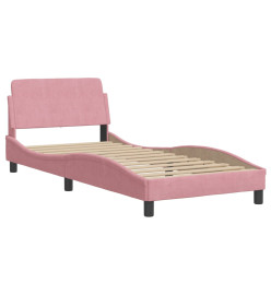 Cadre de lit avec tête de lit Rose 90x190 cm Velours
