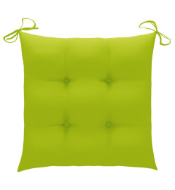 Chaises de jardin avec coussins vert vif 2 pcs Bois de teck