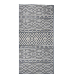 Tapis à tissage plat d'extérieur 100x200 cm Rayures bleues