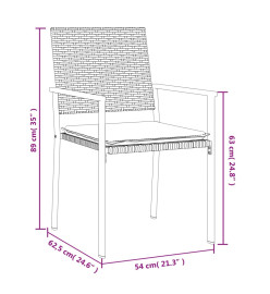 Ensemble à manger de jardin 7 pcs coussins résine tressée acier