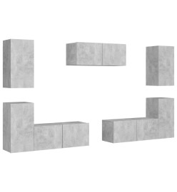 Ensemble de meubles TV 7 pcs Gris béton Aggloméré