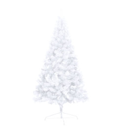 Demi-arbre de Noël artificiel avec LED et boules Blanc 150 cm