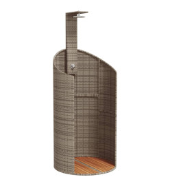 Douche d'extérieur gris 100x100x241,5 cm poly rotin bois acacia