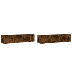 Armoires murales 2pcs chêne fumé 75x18x16,5cm bois d'ingénierie