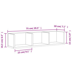 Armoires murales 2pcs chêne fumé 75x18x16,5cm bois d'ingénierie