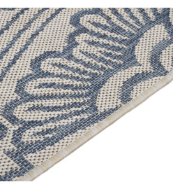 Tapis à tissage plat d'extérieur 80x250 cm Motif bleu